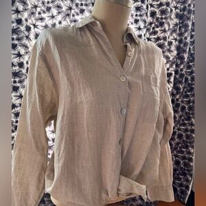 Neutral Linen Button Down Express XS